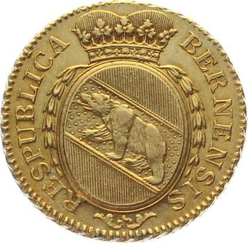 Bern Doppelduplone 1796 «DEUS PROVIDEBIT» – historische Goldmünze der Republik Bern